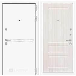 Входная дверь Line White 3 (Шагрень белая / Сандал белый)