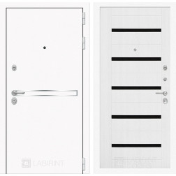 Входная дверь Line White 01 (Шагрень белая / Белое дерево)