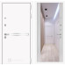 Входная дверь Line White с зеркалом Максимум (Шагрень белая / Сандал белый)