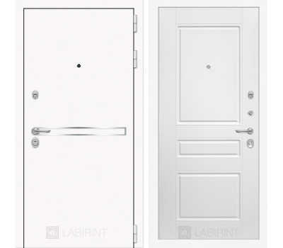 Входная дверь Line White 3 (Шагрень белая / Белый софт)