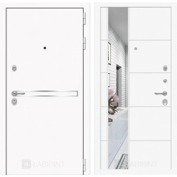 Входная дверь Line White 19 зеркало (Шагрень белая / Белый софт)