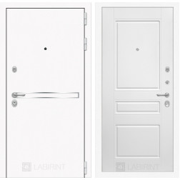 Входная дверь Line White 3 (Шагрень белая / Белый софт)