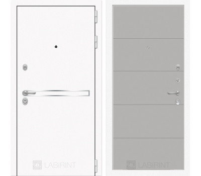 Входная дверь Line White 13 (Шагрень белая / Грей софт)