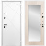 Входная дверь Лофт с зеркалом 2XL (Белый матовый / Беленый дуб)