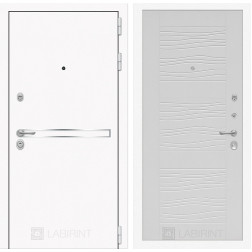 Входная дверь Line White 6 (Шагрень белая / Белое дерево)