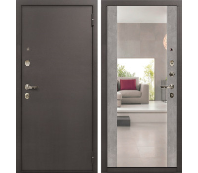 Входная дверь 1А Стиль с зеркалом №102 (Медный антик / Бетон светлый)