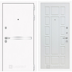Входная дверь Line White 12 (Шагрень белая / Белое дерево)