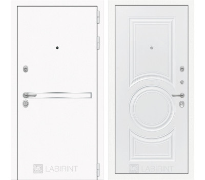 Входная дверь Line White 23 (Шагрень белая / Белый софт)