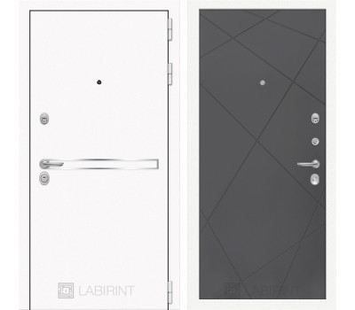 Входная дверь Line White 24 (Шагрень белая / Графит софт)