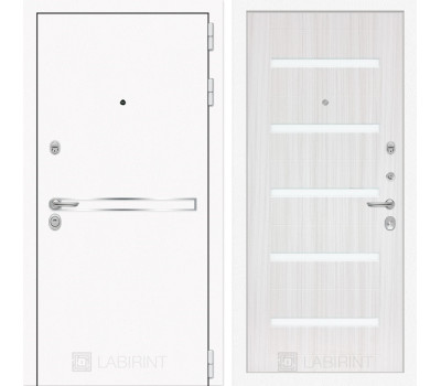 Входная дверь Line White 1 (Шагрень белая / Сандал белый)