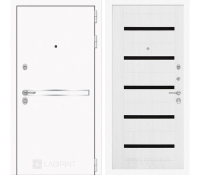 Входная дверь Line White 01 (Шагрень белая / Белое дерево)