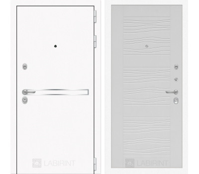 Входная дверь Line White 6 (Шагрень белая / Белое дерево)