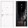 Входная дверь Line White с тонированным зеркалом Максимум (Шагрень белая / Черный кварц)