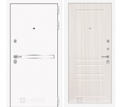 Входная дверь Line White 3 (Шагрень белая / Сандал белый)