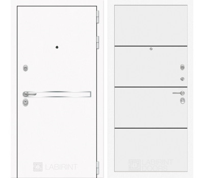 Входная дверь Line White 25 (Шагрень белая / Белый софт)