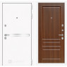 Входная дверь Line White 3 (Шагрень белая / Орех бренди)