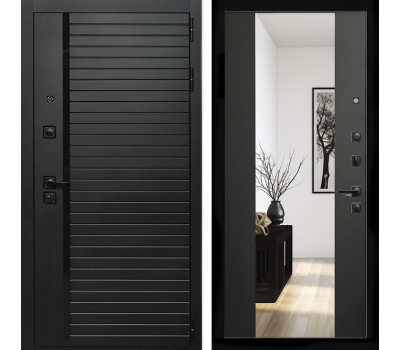Входная дверь Урбан Лайн 3к (Черный кварц / Зеркало СБ-16 Черный кварц)