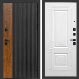 Входная дверь Престиж Лайн 3к Мадрид (Черный кварц - Дуб / Белый софт)