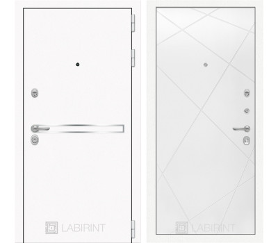 Входная дверь Line White 24 (Шагрень белая / Белый софт)