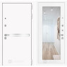 Входная дверь Line White с зеркалом 18 (Шагрень белая / Белое дерево)