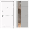 Входная дверь Line White 19 зеркало (Шагрень белая / Грей софт)