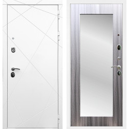Входная дверь Лофт с зеркалом 2XL (Белый матовый / Сандал серый)