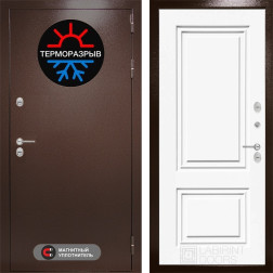 Уличная входная дверь Термо Магнит 26 (Антик медный / Эмаль белая RAL 9003)
