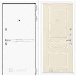 Входная дверь Line White 3 (Шагрень белая / Крем софт)