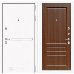 Входная дверь Line White 3 (Шагрень белая / Орех бренди)
